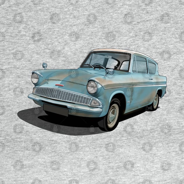 Ford Anglia in light blue by candcretro